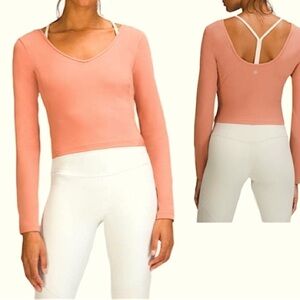 Lululemon Align Long Sleeve Cropped Shirt 2021 Pink Savannah Sz 8 Run Yoga Dance